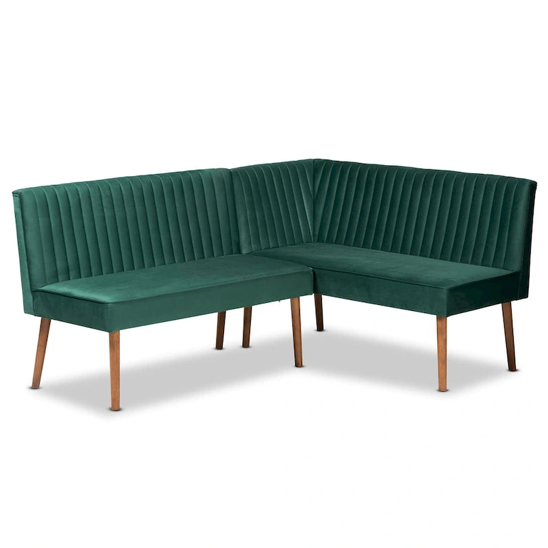Ensemble de banquettes d'angle Alvis Mid-Century en velours (2 pièces)