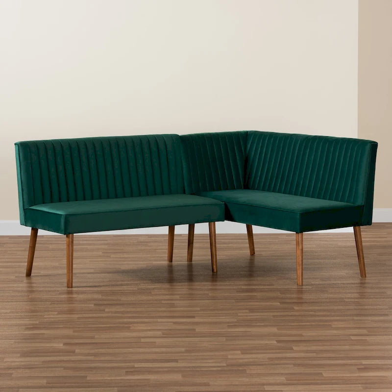 Ensemble de banquettes d'angle Alvis Mid-Century en velours (2 pièces)
