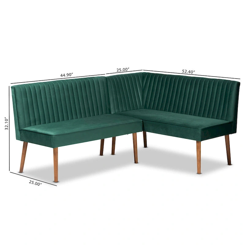 Ensemble de banquettes d'angle Alvis Mid-Century en velours (2 pièces)