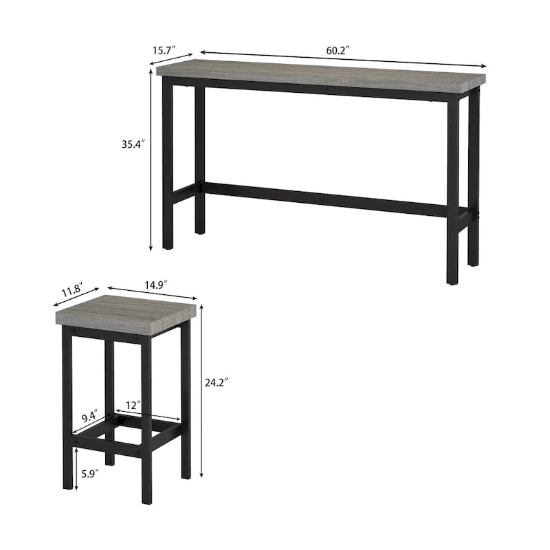 Ensemble de table à manger extra-longue hauteur comptoir