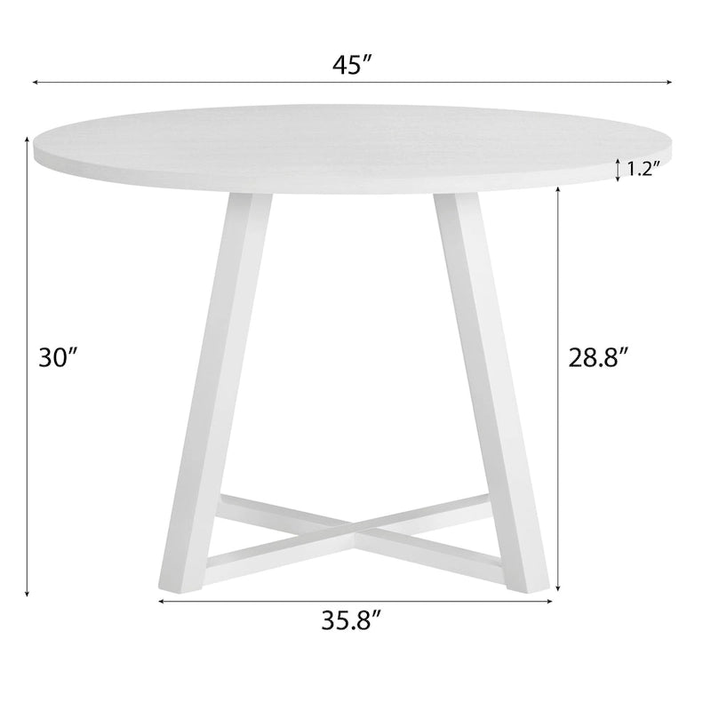 Ensemble de salle à manger rond 5 pièces Varna de Roundhill Furniture, table à manger à tréteaux avec 4 chaises