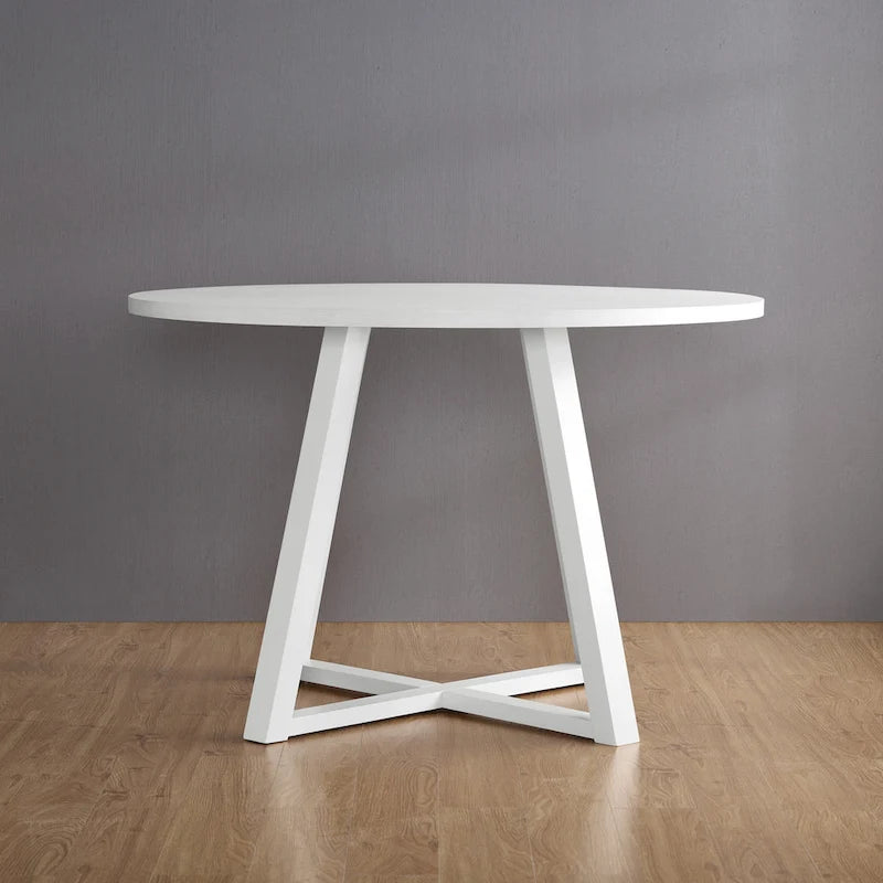 Ensemble de salle à manger rond 5 pièces Varna de Roundhill Furniture, table à manger à tréteaux avec 4 chaises