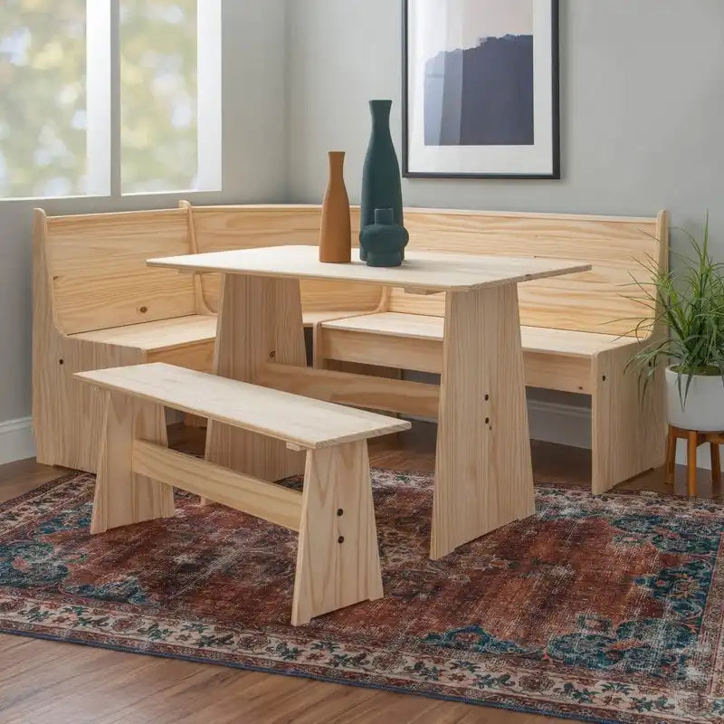 Ensemble de salle à manger d'angle en bois massif Wendell