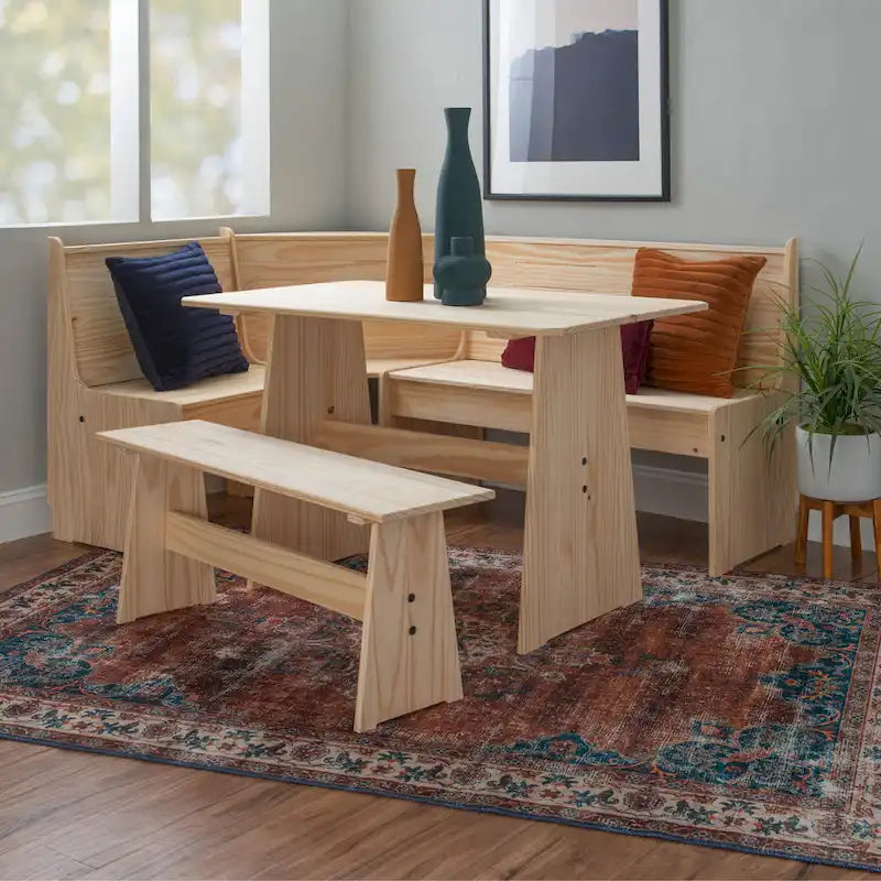 Ensemble de salle à manger d'angle en bois massif Wendell