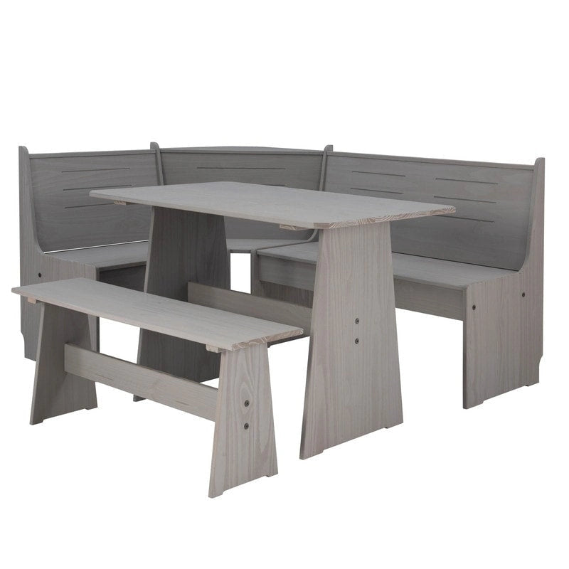 Ensemble de salle à manger d'angle en bois massif Wendell