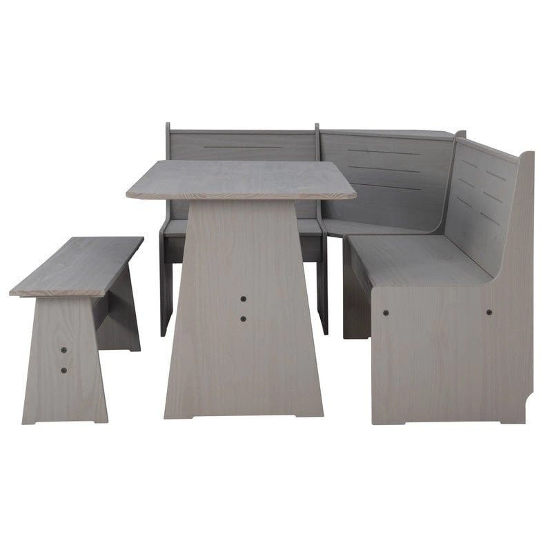 Ensemble de salle à manger d'angle en bois massif Wendell