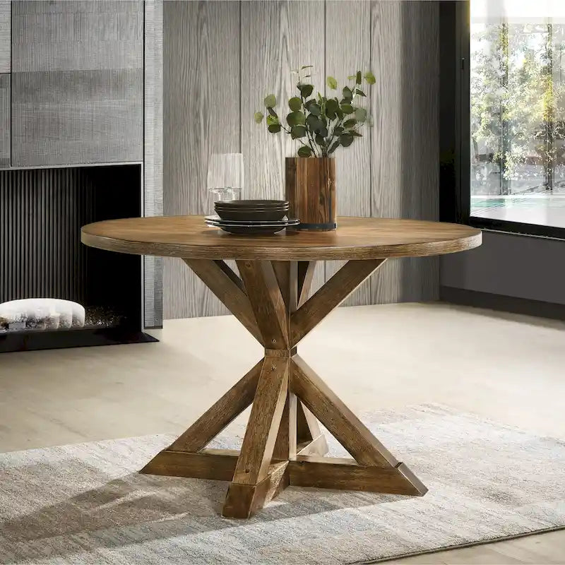 Ensemble de salle à manger en bois 5 pièces à dossier croisé Windvale de Roundhill Furniture