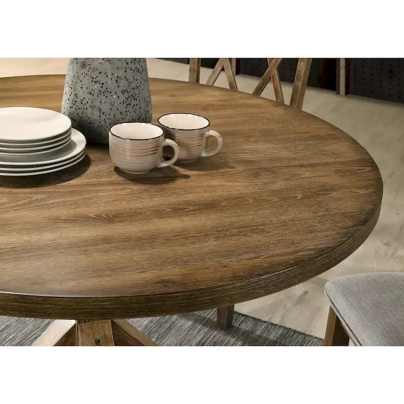 Ensemble de salle à manger en bois 5 pièces à dossier croisé Windvale de Roundhill Furniture