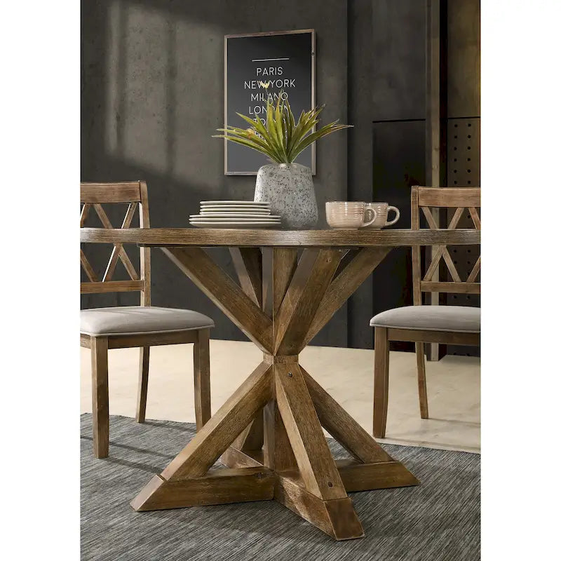 Ensemble de salle à manger en bois 5 pièces à dossier croisé Windvale de Roundhill Furniture