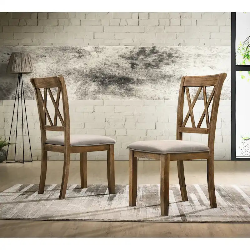 Ensemble de salle à manger en bois 5 pièces à dossier croisé Windvale de Roundhill Furniture
