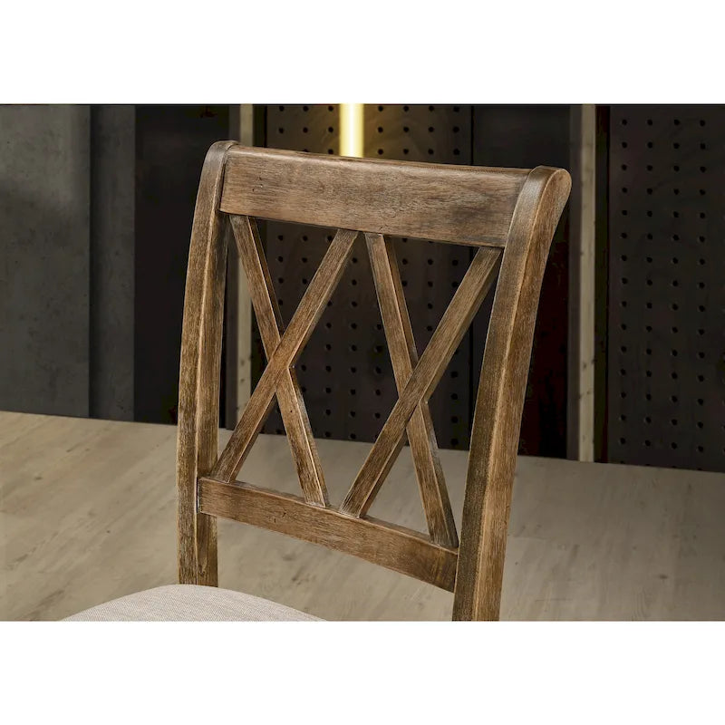 Ensemble de salle à manger en bois 5 pièces à dossier croisé Windvale de Roundhill Furniture