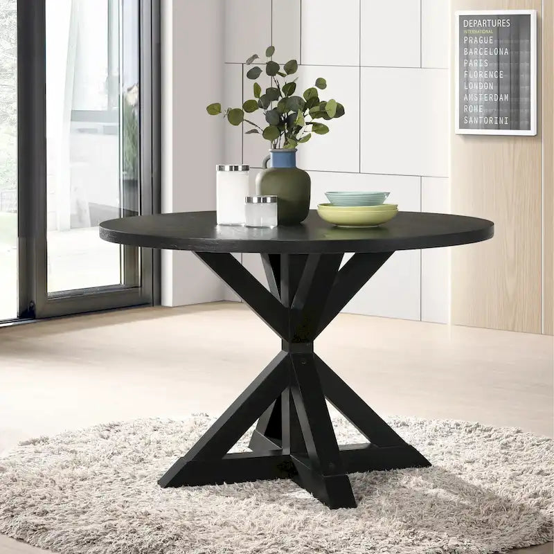 Ensemble de salle à manger en bois 5 pièces à dossier croisé Windvale de Roundhill Furniture