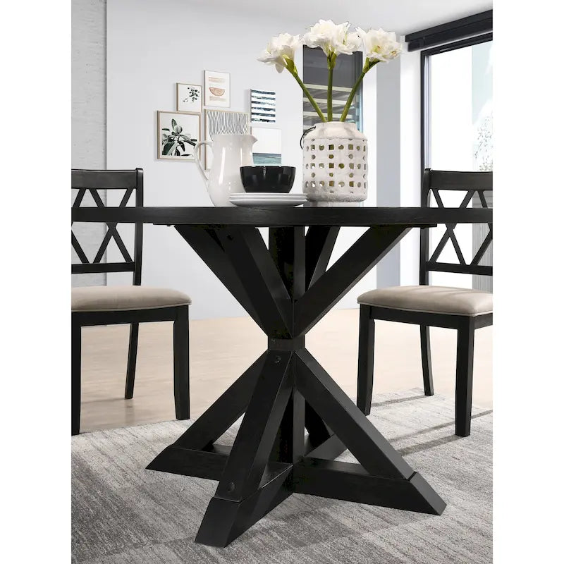 Ensemble de salle à manger en bois 5 pièces à dossier croisé Windvale de Roundhill Furniture