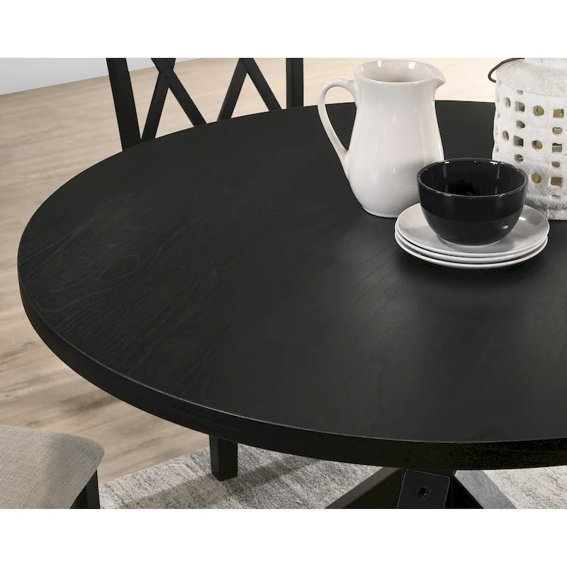 Ensemble de salle à manger en bois 5 pièces à dossier croisé Windvale de Roundhill Furniture