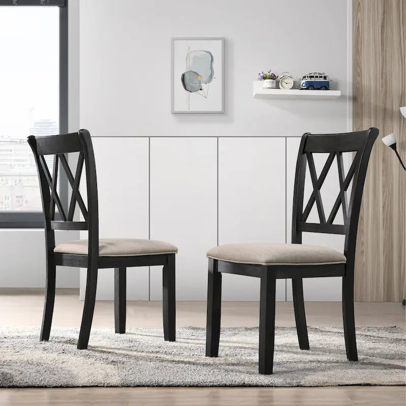 Ensemble de salle à manger en bois 5 pièces à dossier croisé Windvale de Roundhill Furniture
