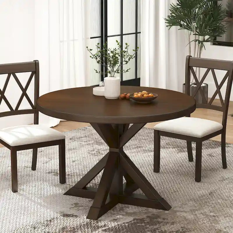 Ensemble de salle à manger en bois 5 pièces à dossier croisé Windvale de Roundhill Furniture