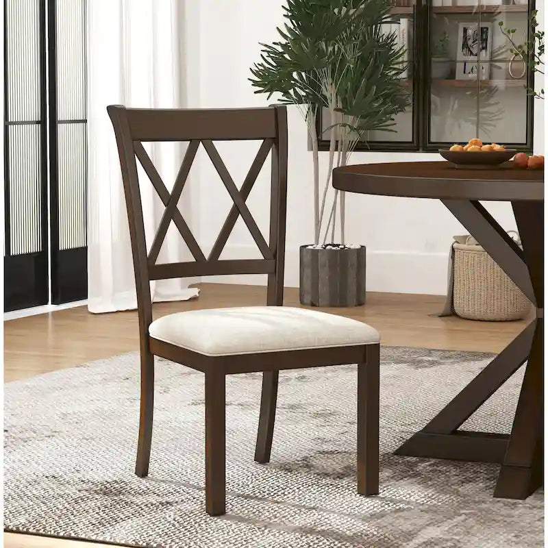 Ensemble de salle à manger en bois 5 pièces à dossier croisé Windvale de Roundhill Furniture