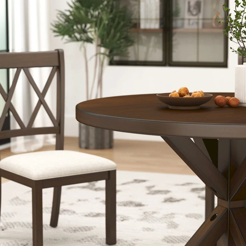 Ensemble de salle à manger en bois 5 pièces à dossier croisé Windvale de Roundhill Furniture