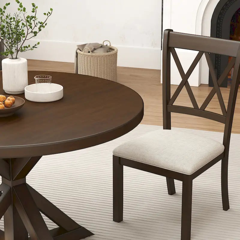 Ensemble de salle à manger en bois 5 pièces à dossier croisé Windvale de Roundhill Furniture