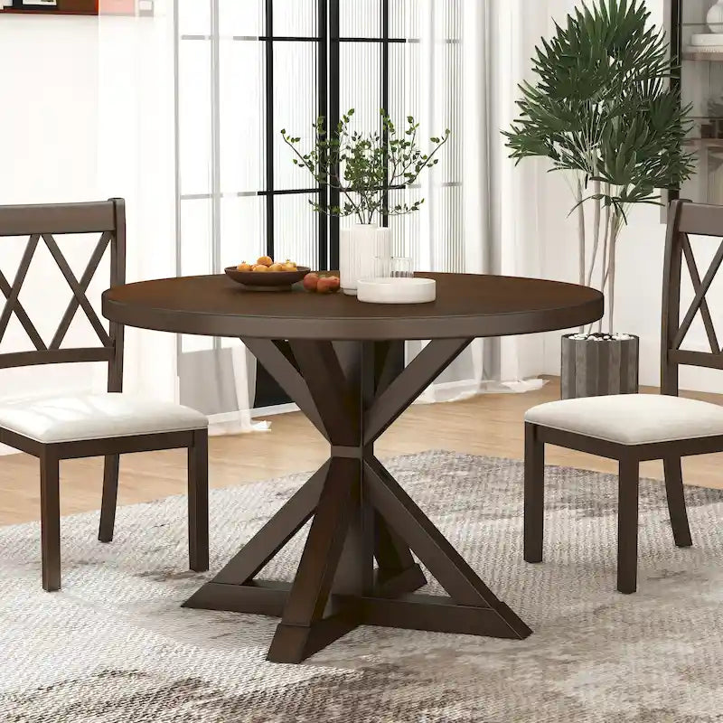 Ensemble de salle à manger en bois 5 pièces à dossier croisé Windvale de Roundhill Furniture