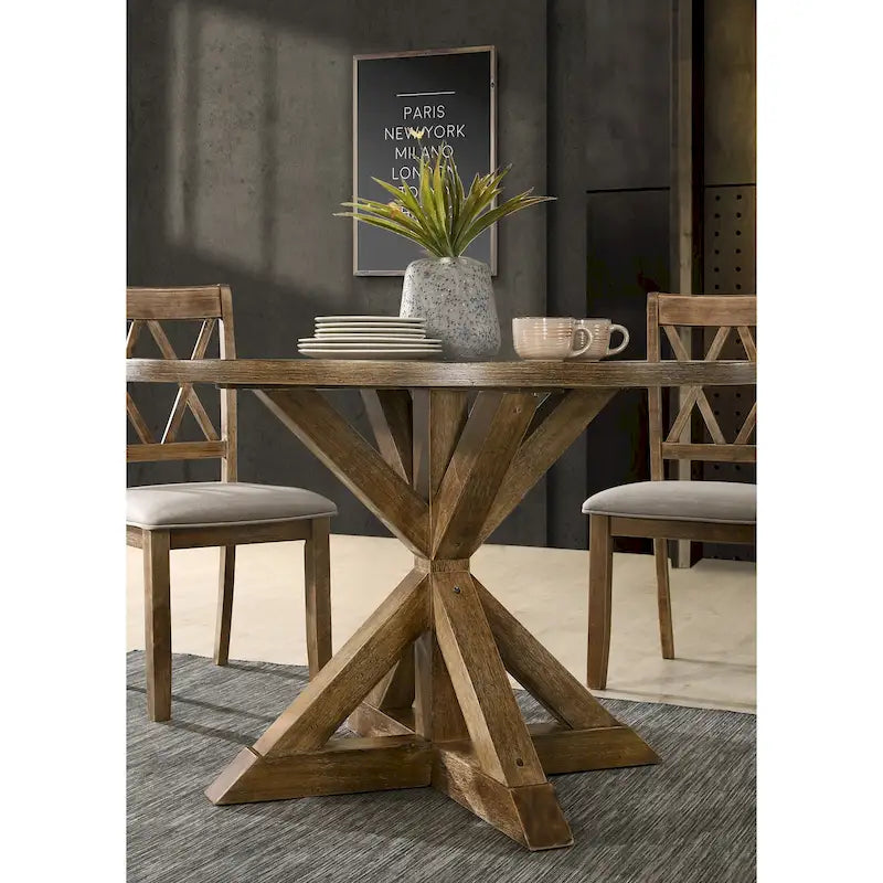 Ensemble de salle à manger en bois 5 pièces à dossier croisé Windvale de Roundhill Furniture