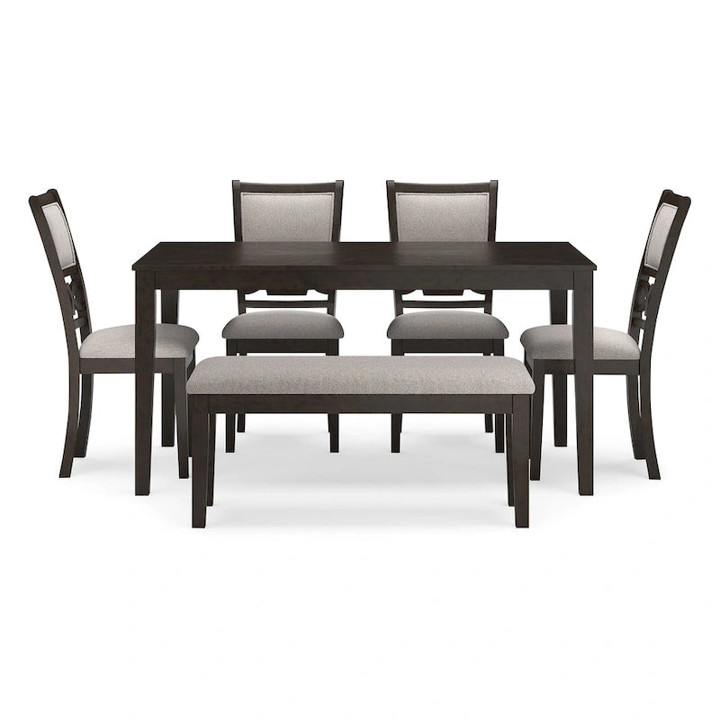 Signature Design by Ashley Langwest Table de salle à manger avec 4 chaises et banc (ensemble de 6)