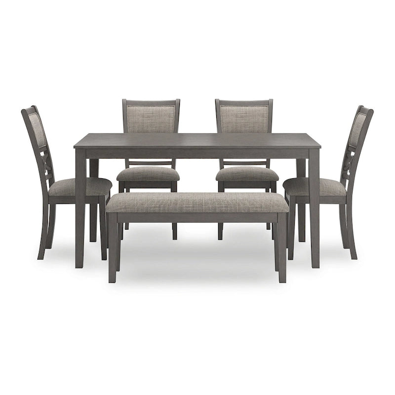 Signature Design by Ashley Langwest Table de salle à manger avec 4 chaises et banc (ensemble de 6)