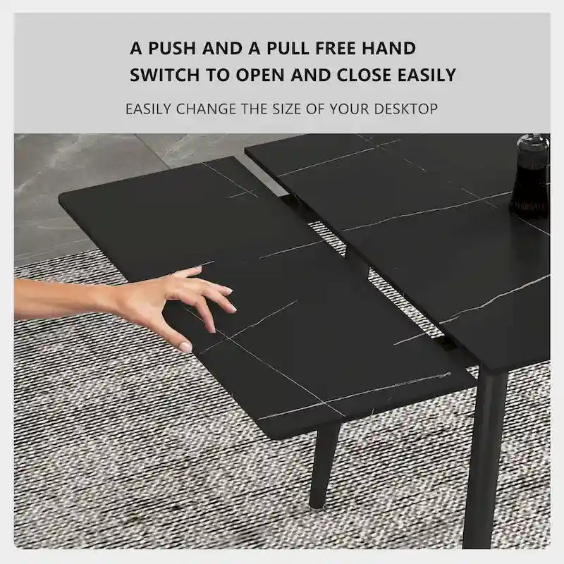 Ensemble de salle à manger extensible 7 pièces de 160 cm à 240 cm avec plateau en pierre frittée et 6 chaises