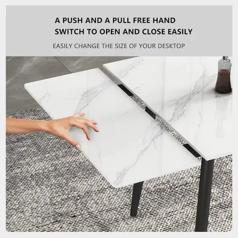 Ensemble de salle à manger extensible 7 pièces de 160 cm à 240 cm avec plateau en pierre frittée et 6 chaises