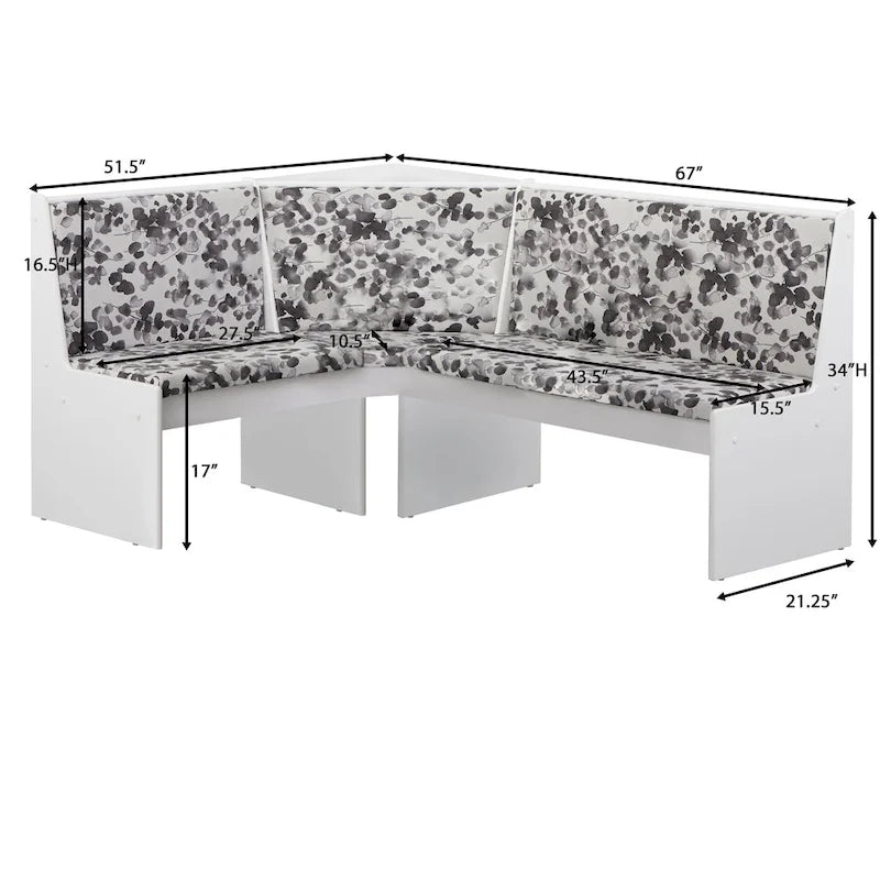 Ensemble de coin rembourré Lacey 3 pièces Simple Living