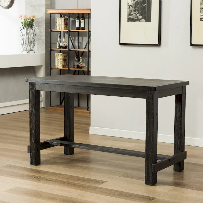 Ensemble de salle à manger 5 pièces en bois finition noir antique hauteur comptoir Roundhill Furniture Leviton