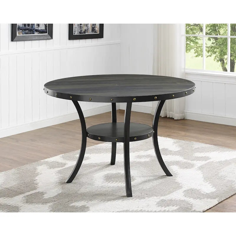 Ensemble de salle à manger 5 pièces en bois expresso Biony de Roundhill Furniture avec garniture cloutée