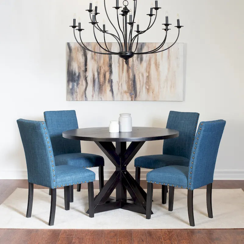 Ensemble de salle à manger 5 pièces Mytzi de Roundhill Furniture, table à manger à piètement croisé avec 4 chaises élégantes