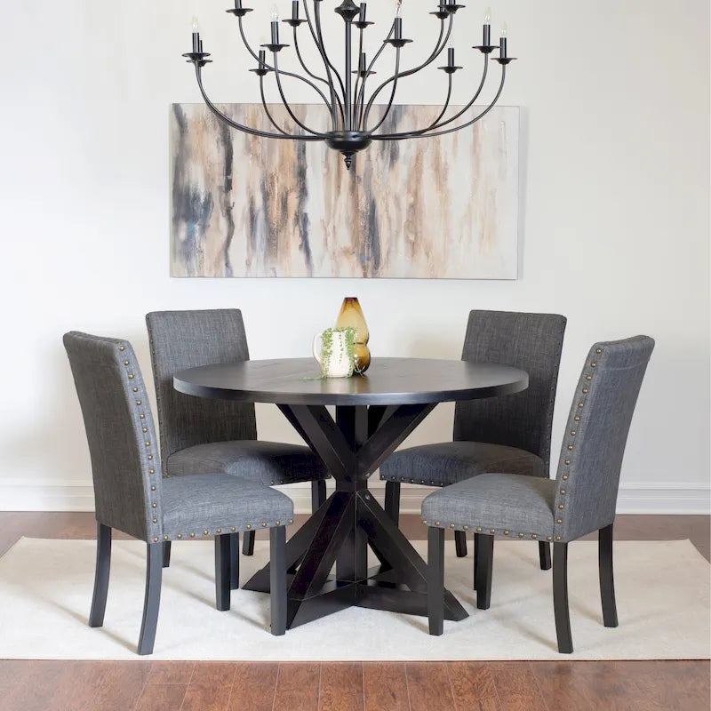Ensemble de salle à manger 5 pièces Mytzi de Roundhill Furniture, table à manger à piètement croisé avec 4 chaises élégantes