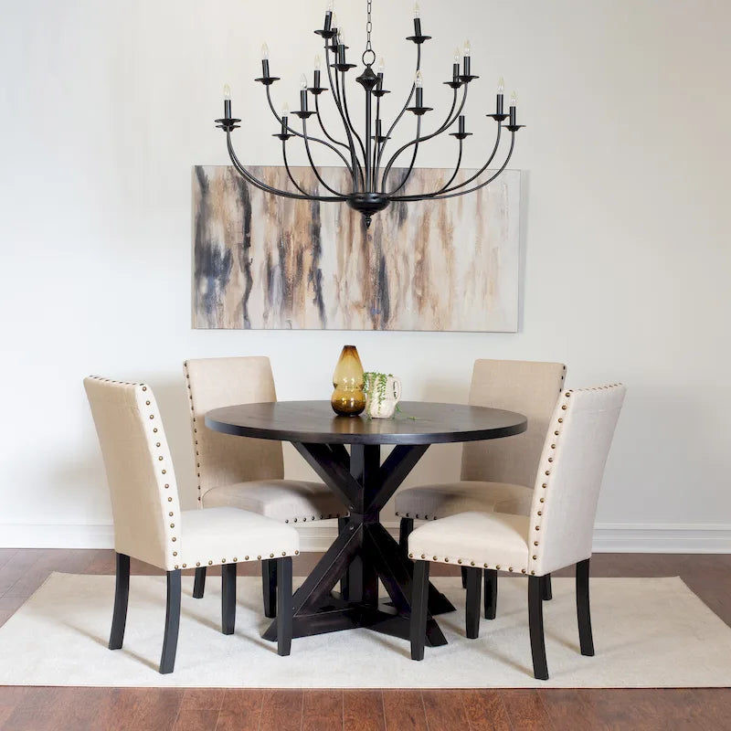 Ensemble de salle à manger 5 pièces Mytzi de Roundhill Furniture, table à manger à piètement croisé avec 4 chaises élégantes