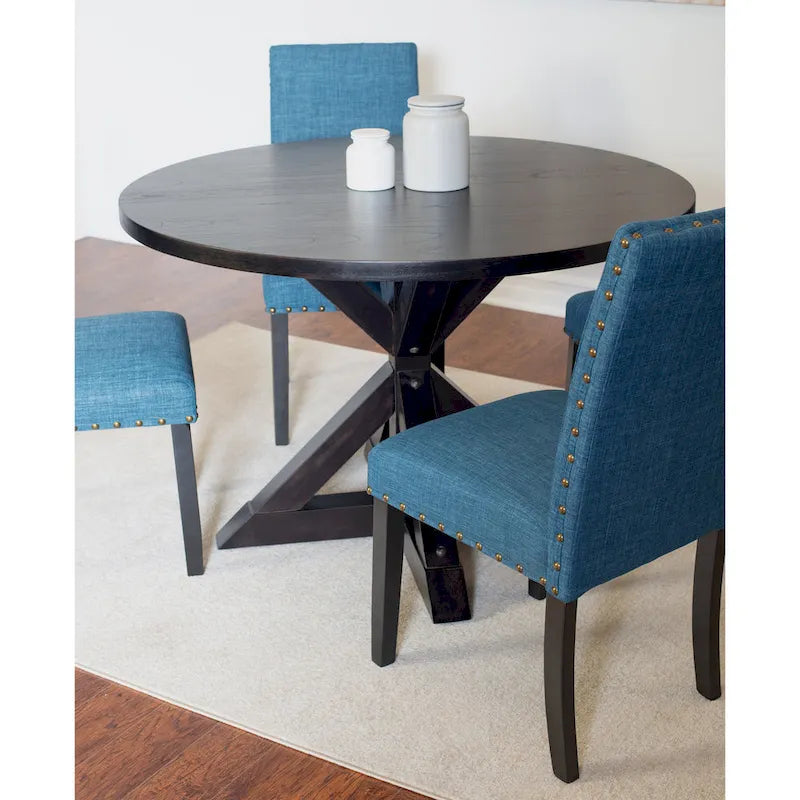 Ensemble de salle à manger 5 pièces Mytzi de Roundhill Furniture, table à manger à piètement croisé avec 4 chaises élégantes