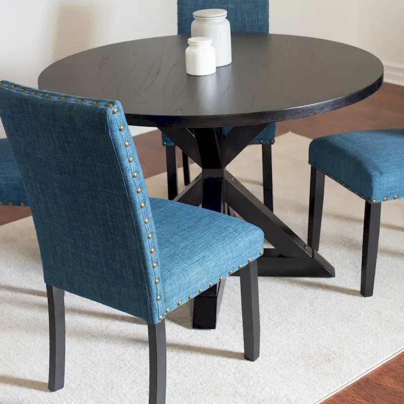 Ensemble de salle à manger 5 pièces Mytzi de Roundhill Furniture, table à manger à piètement croisé avec 4 chaises élégantes