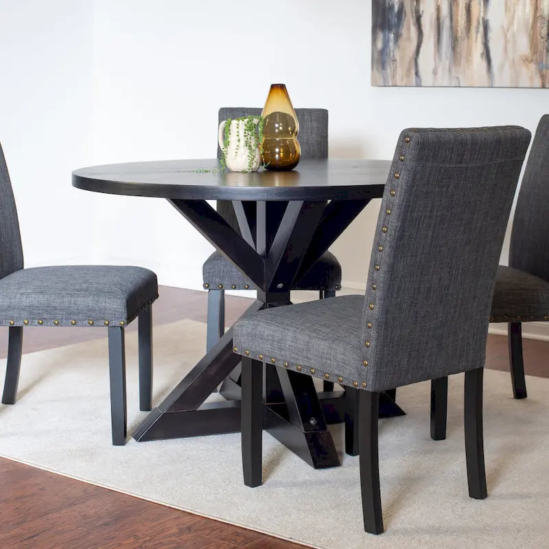Ensemble de salle à manger 5 pièces Mytzi de Roundhill Furniture, table à manger à piètement croisé avec 4 chaises élégantes