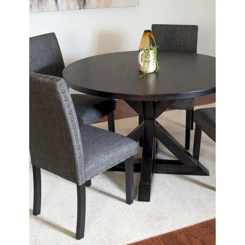 Ensemble de salle à manger 5 pièces Mytzi de Roundhill Furniture, table à manger à piètement croisé avec 4 chaises élégantes