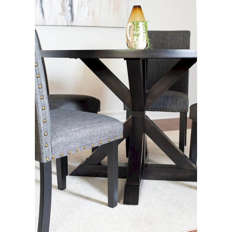 Ensemble de salle à manger 5 pièces Mytzi de Roundhill Furniture, table à manger à piètement croisé avec 4 chaises élégantes