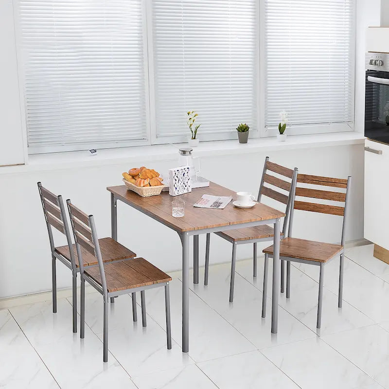 HOMCOM Ensemble table et chaises de cuisine/salle à manger 5 pièces moderne en bois 1 table 4 chaises pieds en métal
