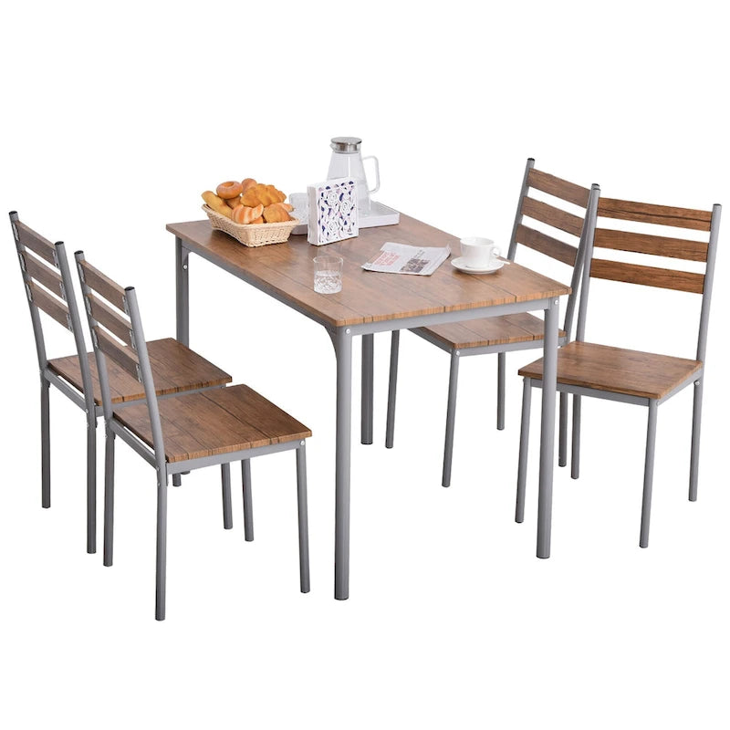 HOMCOM Ensemble table et chaises de cuisine/salle à manger 5 pièces moderne en bois 1 table 4 chaises pieds en métal