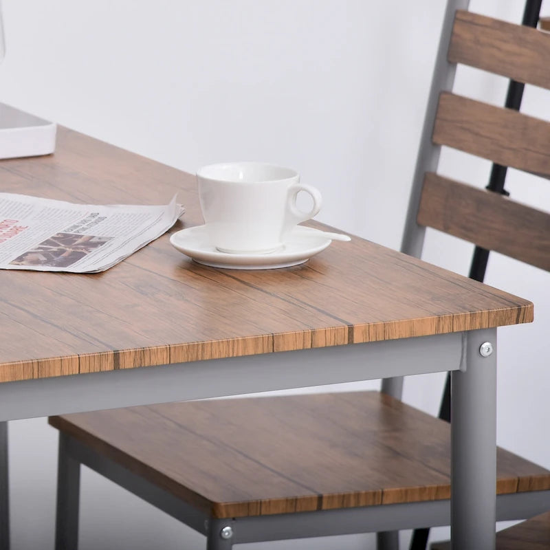 HOMCOM Ensemble table et chaises de cuisine/salle à manger 5 pièces moderne en bois 1 table 4 chaises pieds en métal