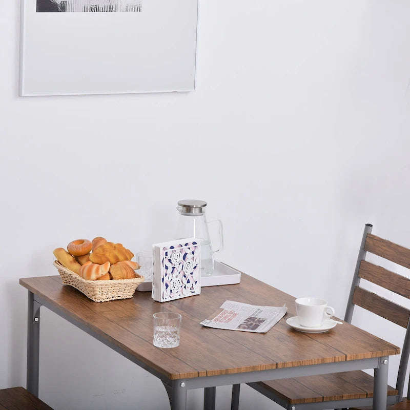 HOMCOM Ensemble table et chaises de cuisine/salle à manger 5 pièces moderne en bois 1 table 4 chaises pieds en métal