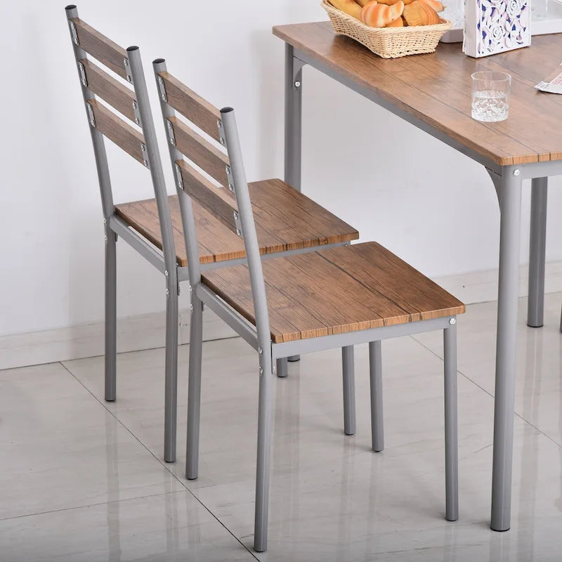 HOMCOM Ensemble table et chaises de cuisine/salle à manger 5 pièces moderne en bois 1 table 4 chaises pieds en métal