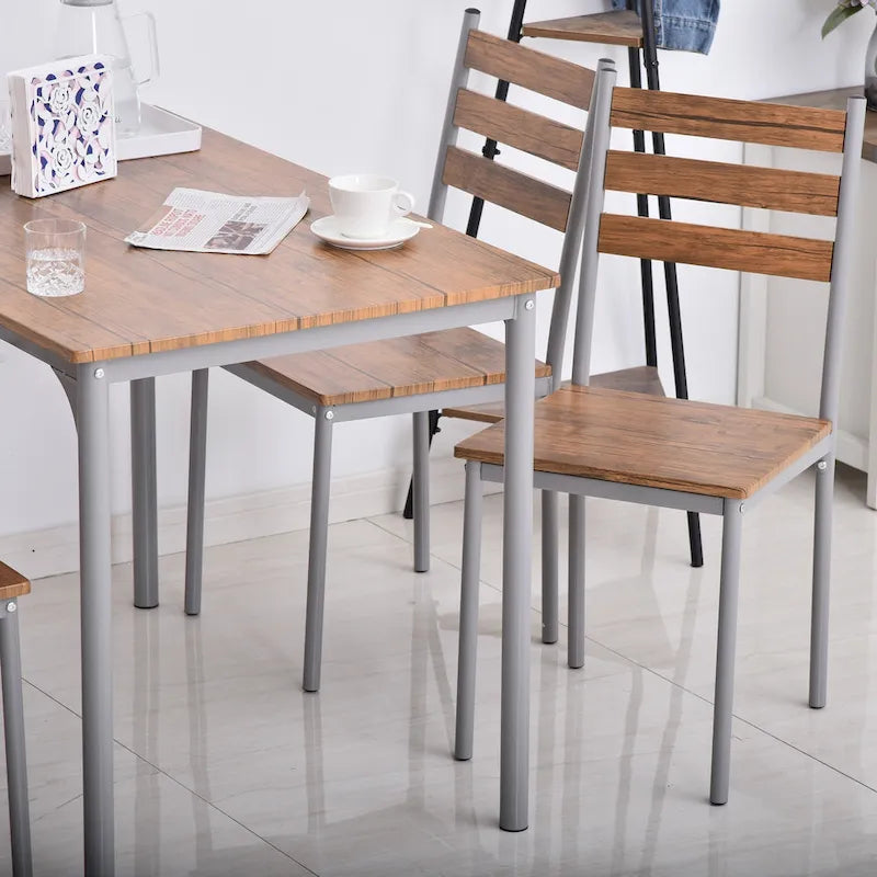 HOMCOM Ensemble table et chaises de cuisine/salle à manger 5 pièces moderne en bois 1 table 4 chaises pieds en métal