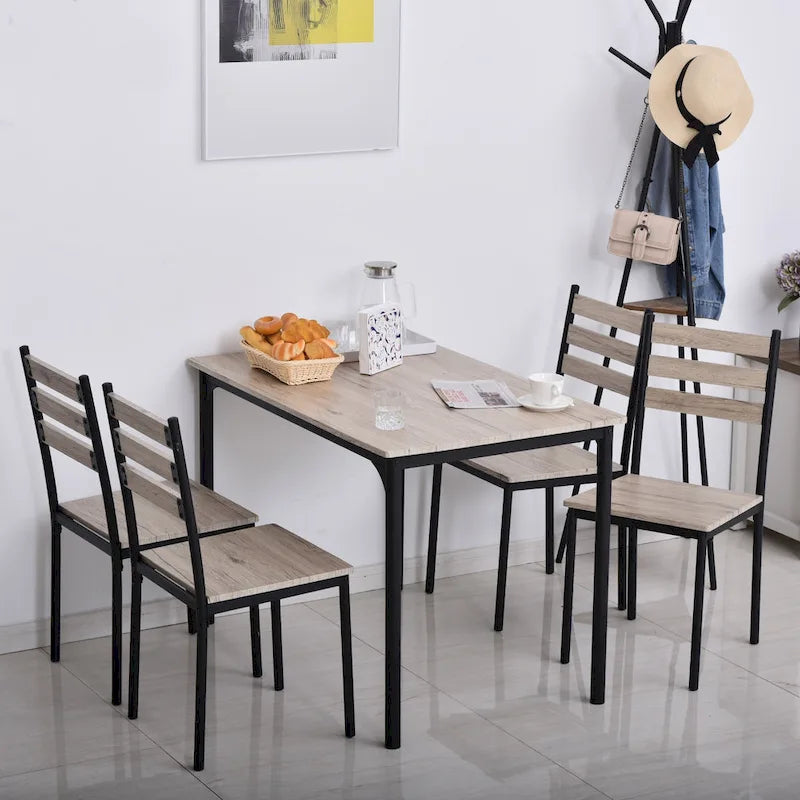 HOMCOM Ensemble table et chaises de cuisine/salle à manger 5 pièces moderne en bois 1 table 4 chaises pieds en métal