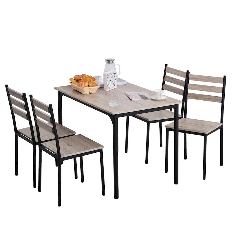 HOMCOM Ensemble table et chaises de cuisine/salle à manger 5 pièces moderne en bois 1 table 4 chaises pieds en métal