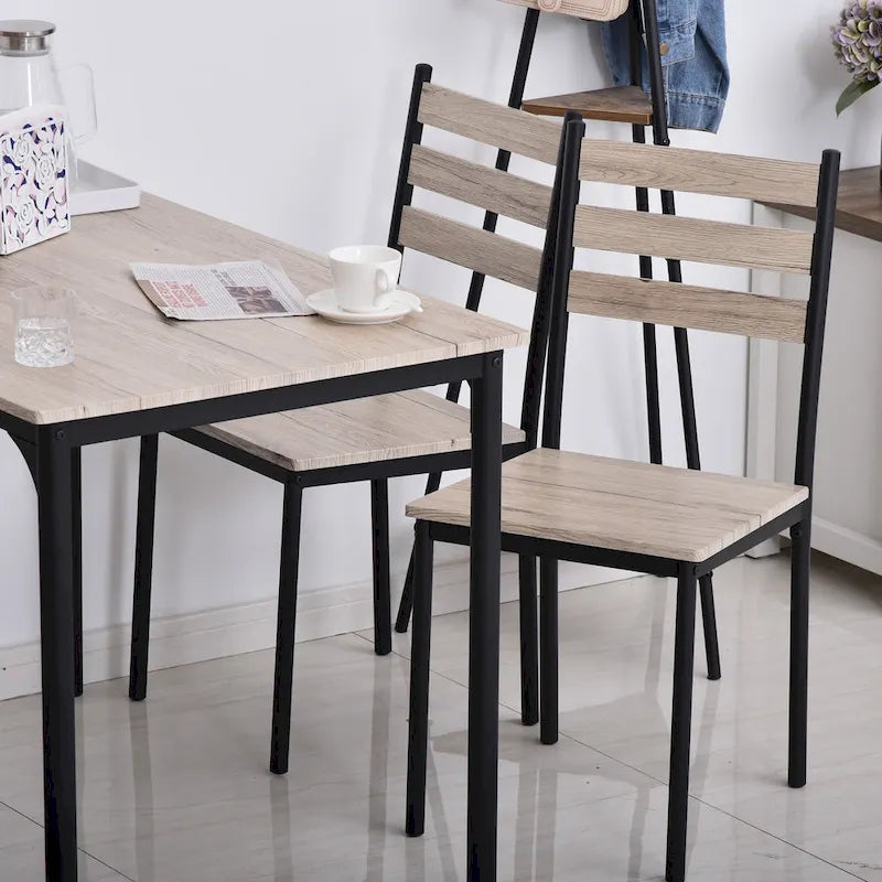 HOMCOM Ensemble table et chaises de cuisine/salle à manger 5 pièces moderne en bois 1 table 4 chaises pieds en métal
