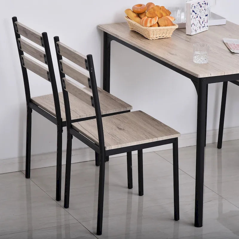 HOMCOM Ensemble table et chaises de cuisine/salle à manger 5 pièces moderne en bois 1 table 4 chaises pieds en métal